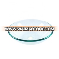 Bathroom Tempered Clear Round Shape Glass Vessel Wash Basin Sink