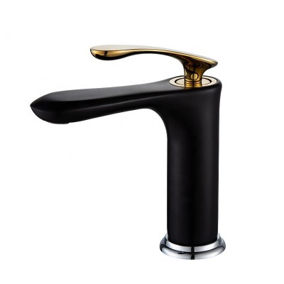 Luxury Gold Handle Matt Painting Mixer Taps Black Sink Faucet For Basin